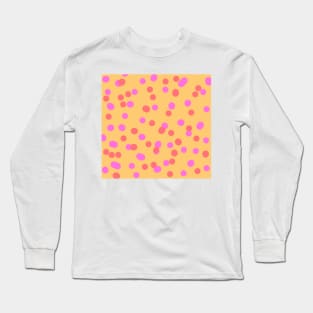 Orange pink red watercolor polka dots art Long Sleeve T-Shirt